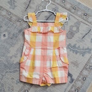 Janie and Jack Toddler Girls Sunset Mood Plaid Ruffle Romper Outfit Sz2T
